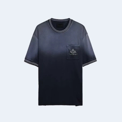 프라다 워싱 코튼 티셔츠 블루