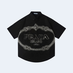 프라다 24SS 프린트 패치워크 셔츠 블랙
