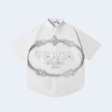 프라다 24SS 프린트 패치워크 셔츠 화이트