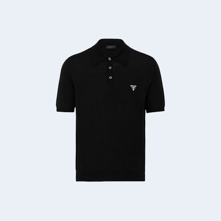 프라다 로고 자수 폴로 셔츠
