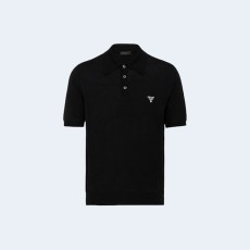 프라다 로고 자수 폴로 셔츠