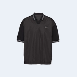 프라다 피케 폴로 셔츠 리나일론 디테일 블랙
