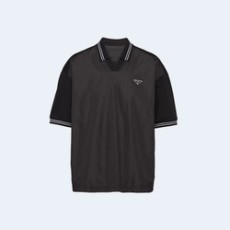 프라다 피케 폴로 셔츠 리나일론 디테일 블랙