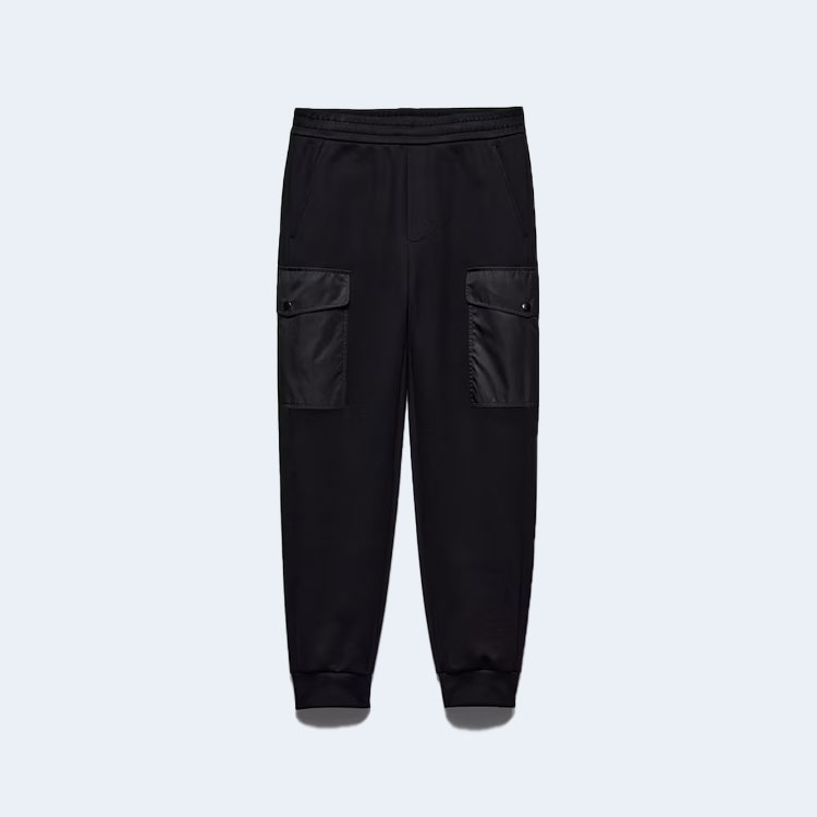 프라다 리나일론 디테일 코튼 트랙 팬츠