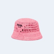 프라다 우븐 패브릭 핑크 버킷 햇