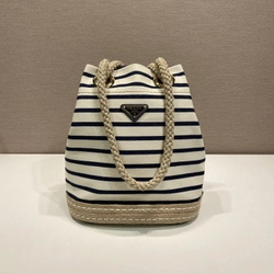 프라다 마리너 스트라이프 패브릭 버킷백 1BE082