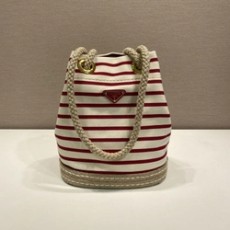 프라다 마리너 스트라이프 패브릭 버킷백 1BE082