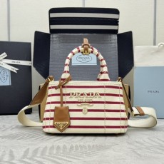 프라다 스트라이프 코튼 캔버스 미니백 1BA038