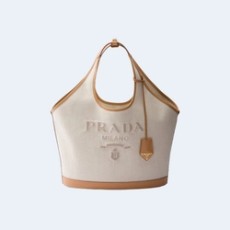 프라다 리넨 레더 라지 버클백