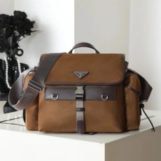 프라다 리나일론 앤 레더 숄더 브랜디 2VD081